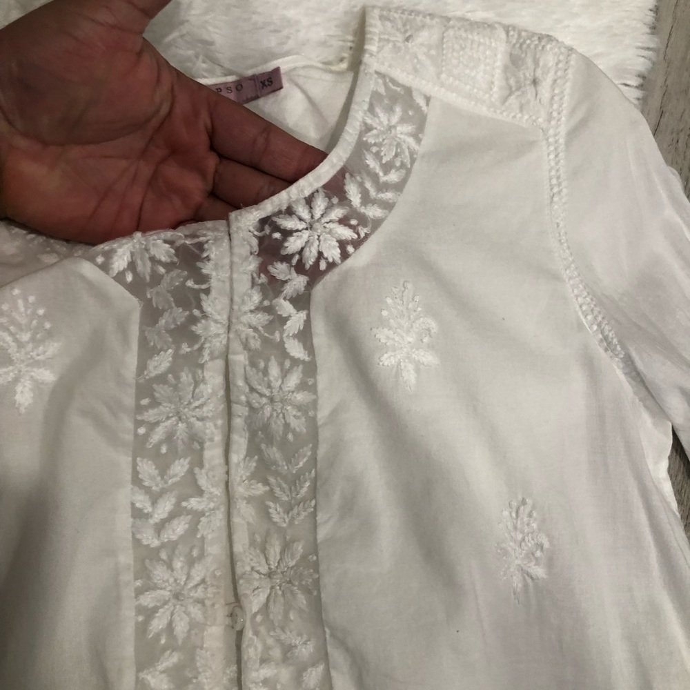 Calypso St. Barth White Embroidered Boho Top XS - Picture 5 of 8